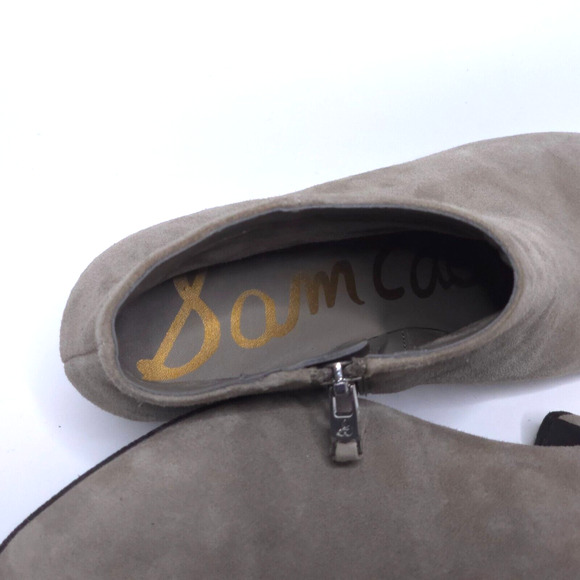 SAM EDELMAN Michelle Taupe Suede Leather Ankle Booties Heels Side Zip Sz 7.5‎ - Picture 5 of 8